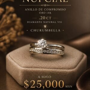 SET NUPCIAL ANILLO DE COMPROMISO ORO 14 K .20 ст DIAMANTE NATURAL VS1 CHURUMBELLA