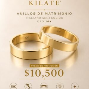 ANILLOS DE MATRIMONIO ITALIANO SEMI SÓLIDO ORO 10K