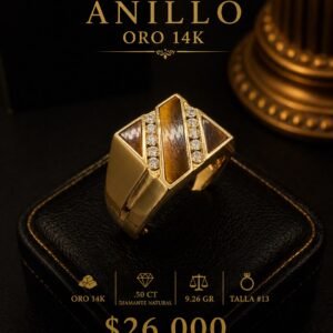 ANILLO ORO 14K .50 CT DIAMANTE NATURAL