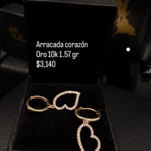Arracada corazón Oro 10k