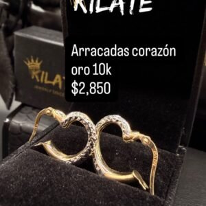 Arracadas corazón oro 10k
