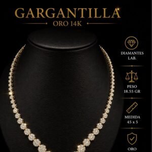 GARGANTILLA ORO 14K DIAMANTES LAB.