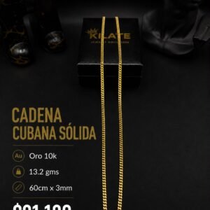 CADENA CUBANA SÓLIDA  Oro 10k