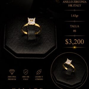 ANILLO ZIRCONIA ORO 10K ITALY